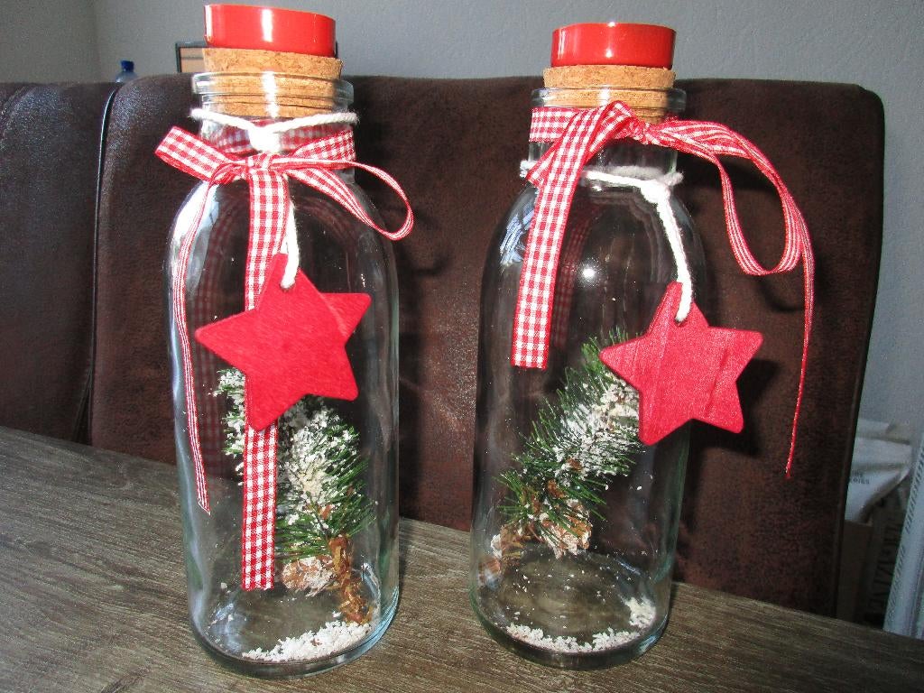 2 leuke flesjes met een kersttakje erin, Ophalen of Verzenden, Zo goed als nieuw