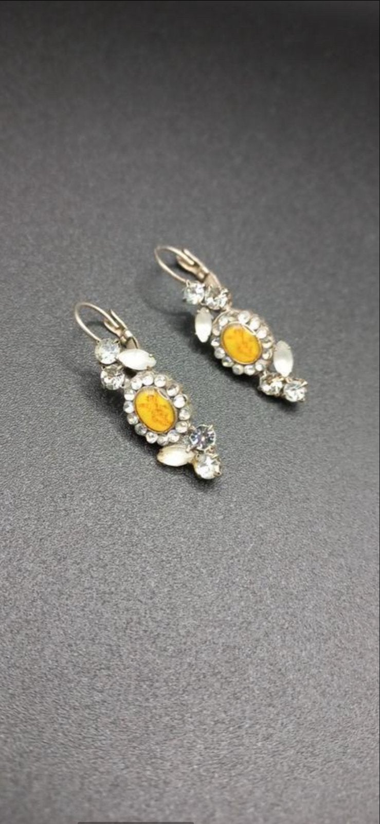Elegante oorbellen met strass en gele steen, Sieraden, Tassen en Uiterlijk, Oorbellen, Overige materialen, Hangers, Verzenden