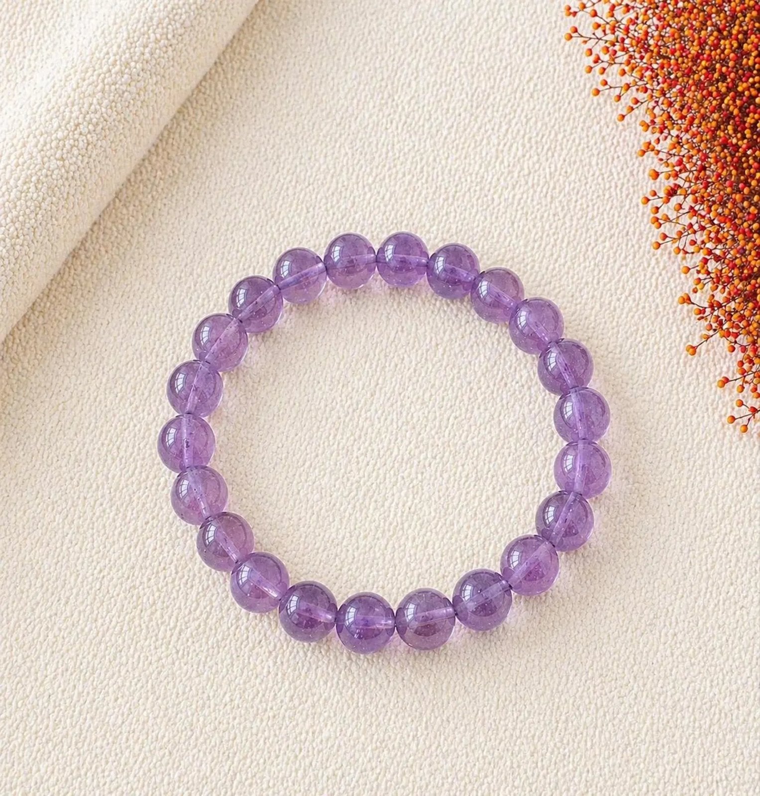 Kogelarmband 8mm Amethist, Sieraden, Tassen en Uiterlijk, Armbanden, Overige materialen, Paars, Nieuw, Ophalen of Verzenden