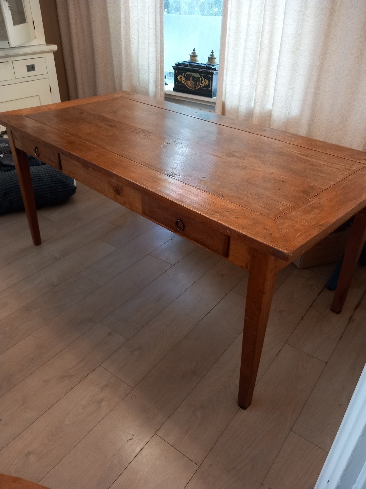 Authentieke Franse Boereneettafel Kersenhout met 3 Lades, Ophalen