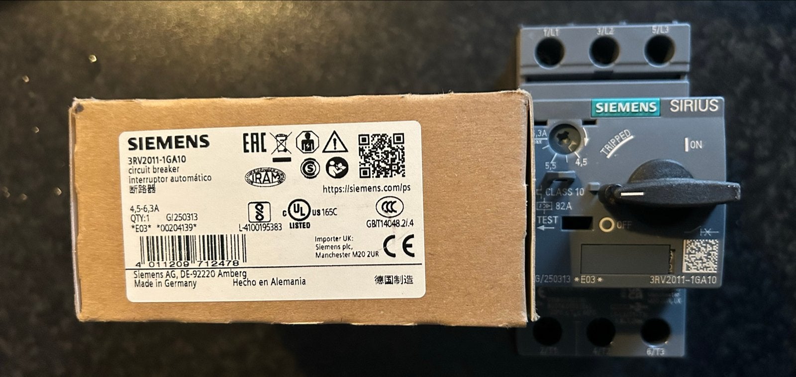 Siemens Sirius 3RV2011-1GA10 Motorbeveiligingsschakelaar, Verzenden, Nieuw, Siemens, Installatieautomaat
