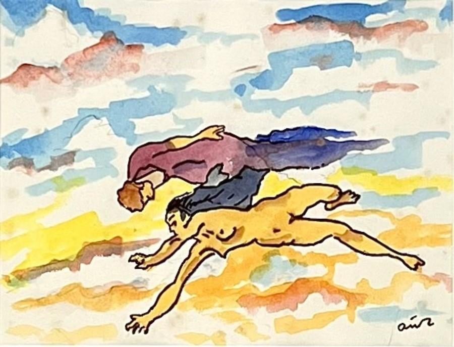 1486. Aquarel, Arie Zuidersma - figuren, omstreeks 2000, Ophalen of Verzenden
