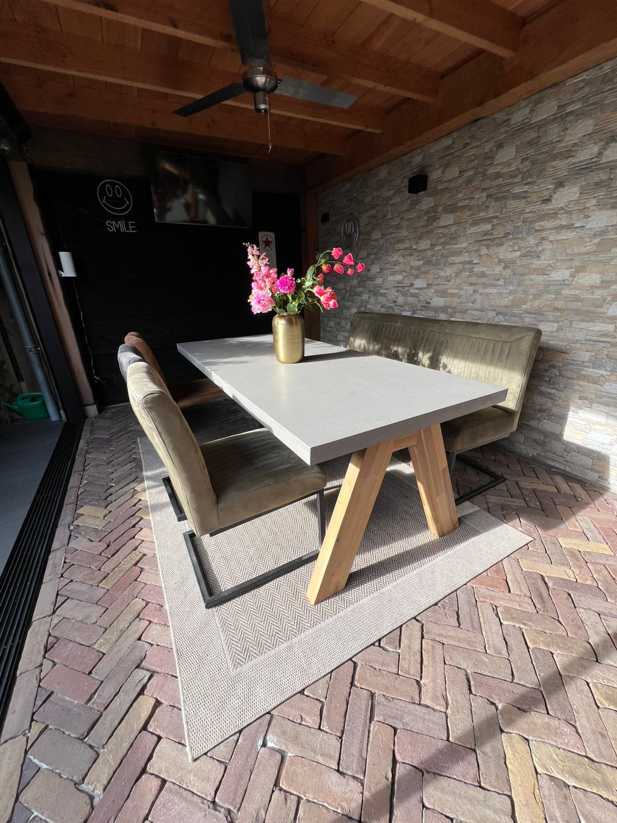 Parantino Eetkamerset eetkamerbank eetbank eetstoelen, Ophalen, Zo goed als nieuw, Minder dan 4 stoelen