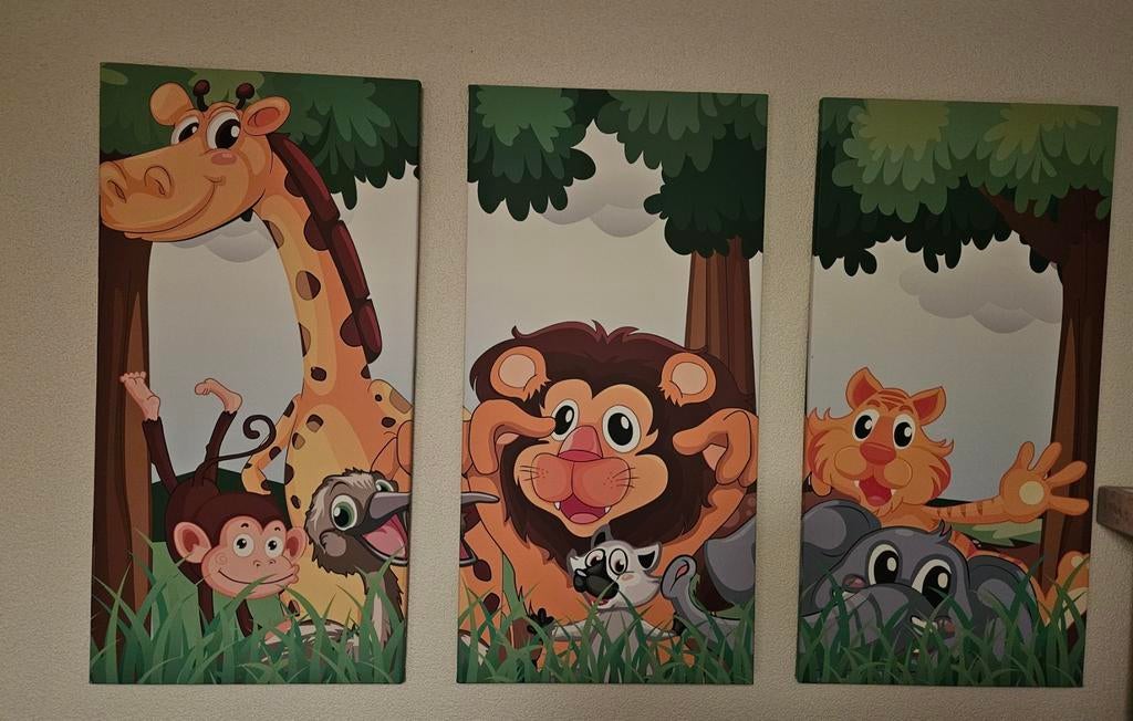 Drieluik, thema dieren, Kinderen en Baby's, Kinderkamer | Inrichting en Decoratie, Ophalen, Zo goed als nieuw, Wanddecoratie