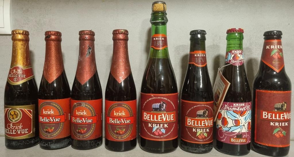 8 Belle-Vue Kriek Lambic - <'87, '90-'94, '96, Primeur '93, Verzamelen, Ophalen of Verzenden, Zo goed als nieuw, Glas of Glazen