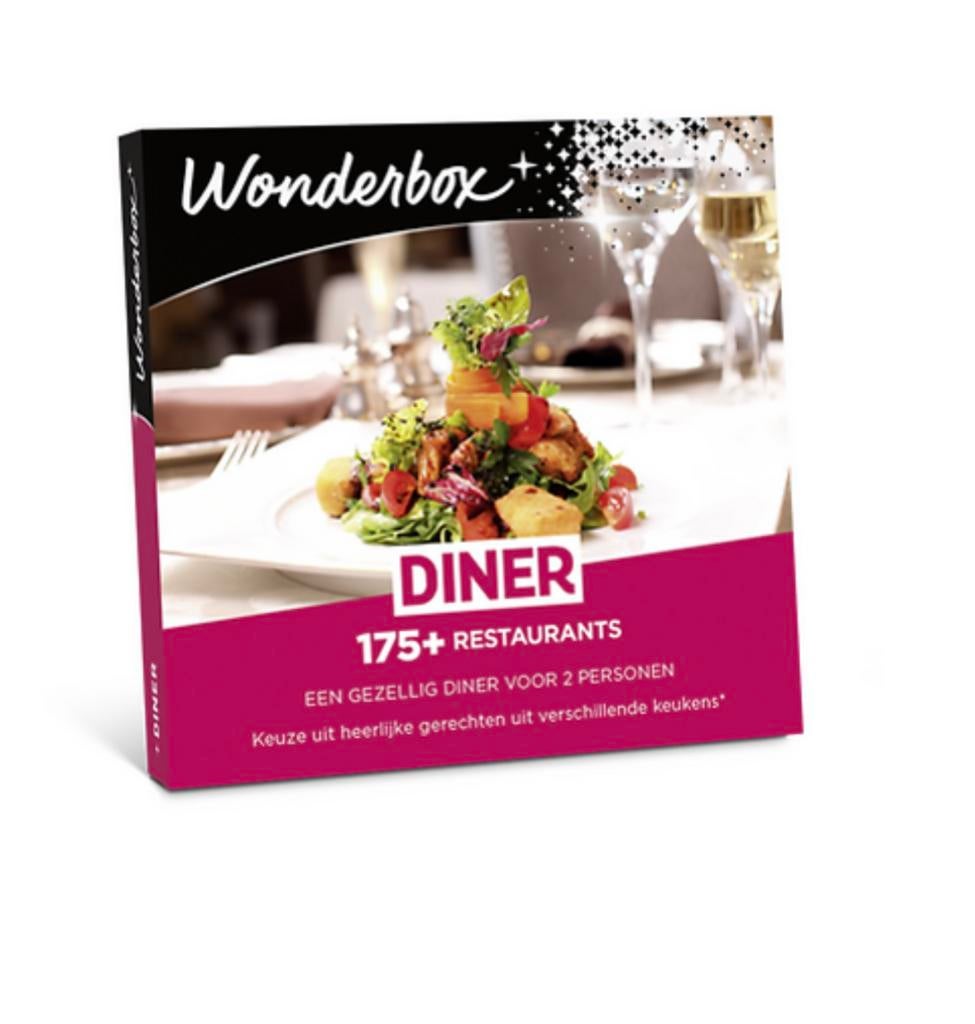 Dinercheque Wonderbox, Tickets en Kaartjes, Kortingen en Cadeaubonnen, Twee personen, Cadeaubon, Overige typen
