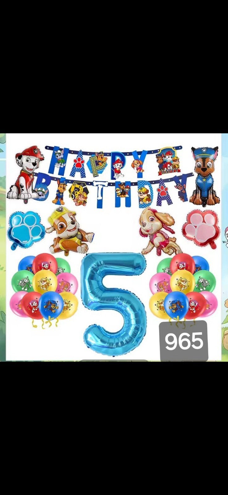 Paw Patrol Verjaardagsdecoratie Set - Nummer 5, Hobby en Vrije tijd, Feestartikelen, Ophalen, Nieuw, Feestartikel, Verjaardag