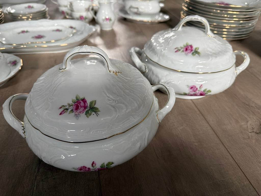 2x Rosenthal Sanssouci Soepterrine - Rozen & Goudrand, Ophalen, Gebruikt, Overige typen, Overige stijlen