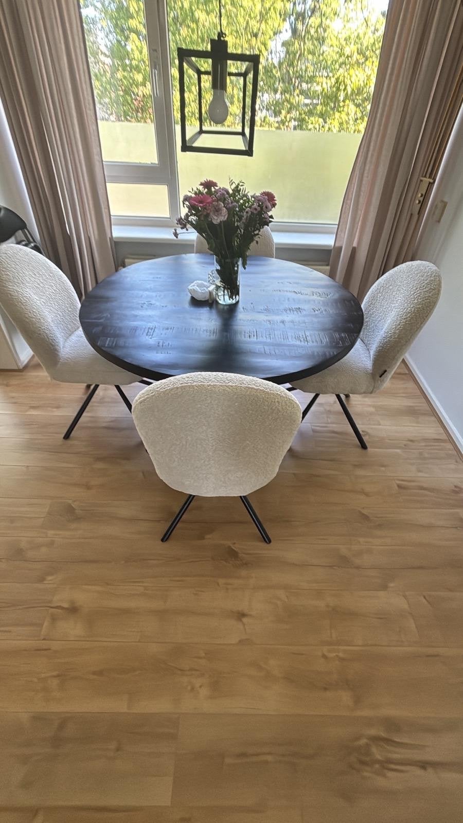 Ronde eettafel met teddy stoelen, Huis en Inrichting, Ophalen, 100 tot 150 cm, Rond, 50 tot 100 cm