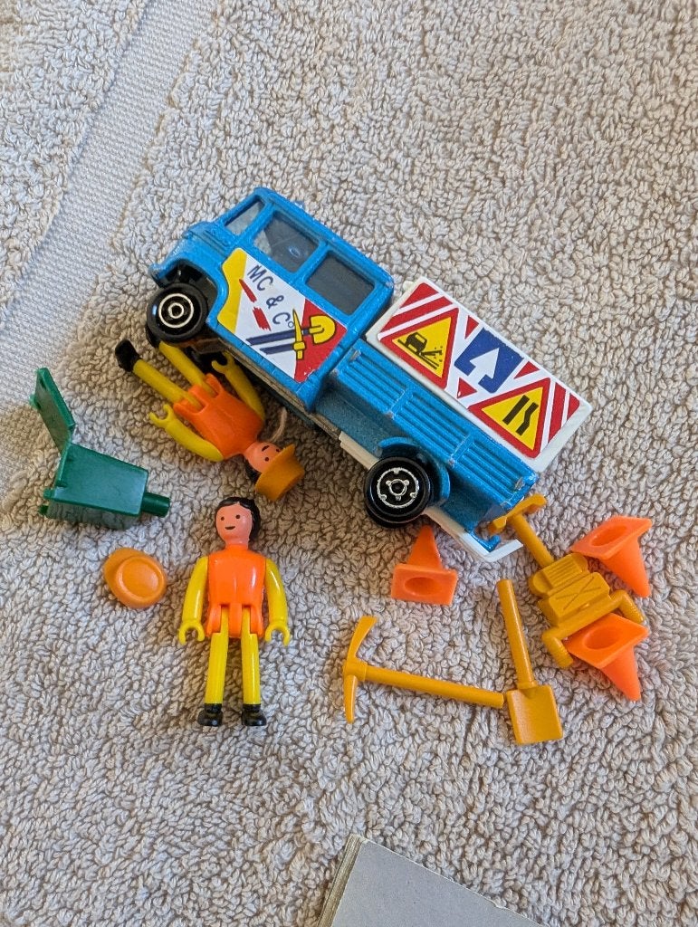 Vintage Majorette auto 233 + MAJOKIT set nr 784 Wegenbouwers, Kinderen en Baby's, Ophalen of Verzenden, Gebruikt, Overige merken