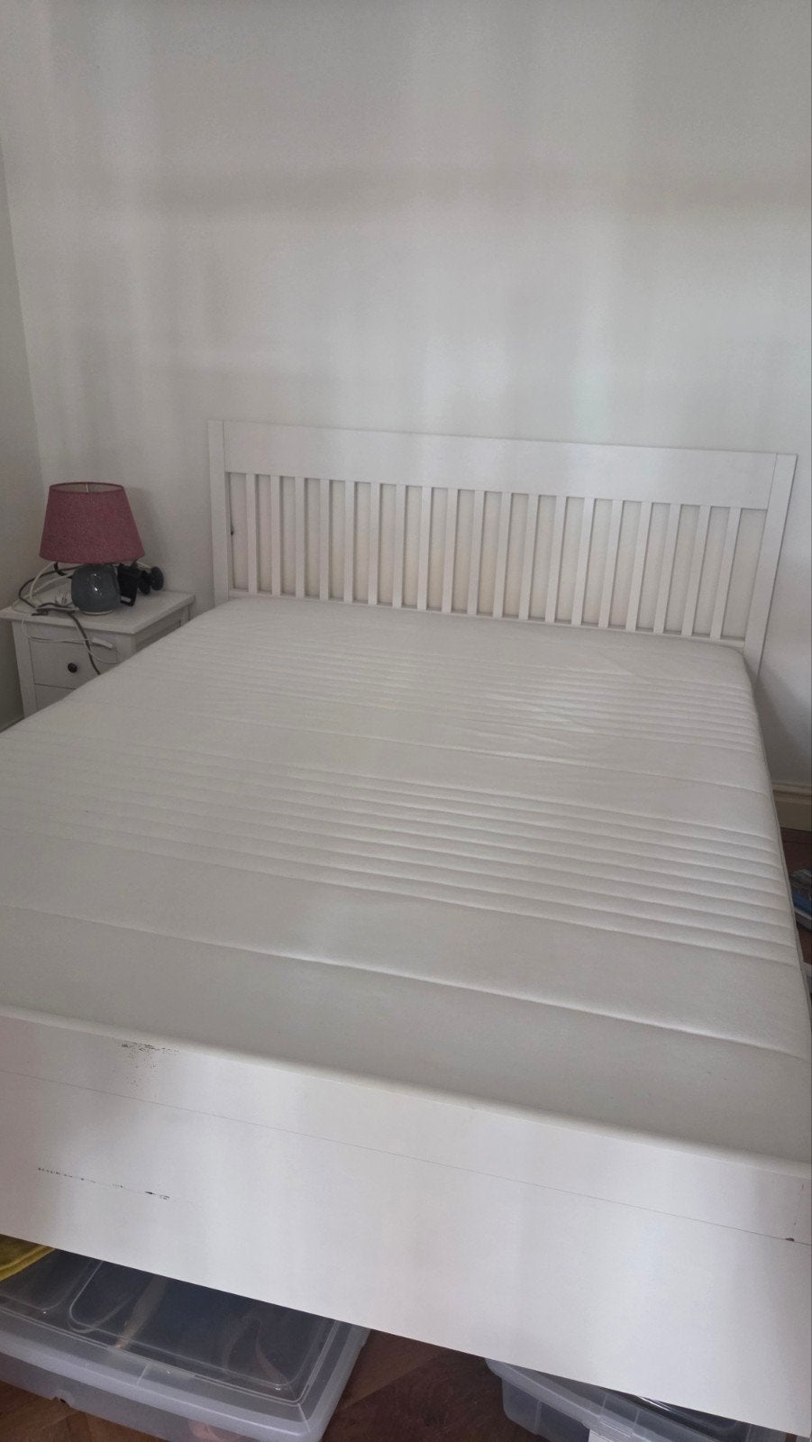 Ikea Idanäs 160  200 - compleet met lattenbodem en matras, Huis en Inrichting, Ophalen, Wit, Tweepersoons, Zo goed als nieuw