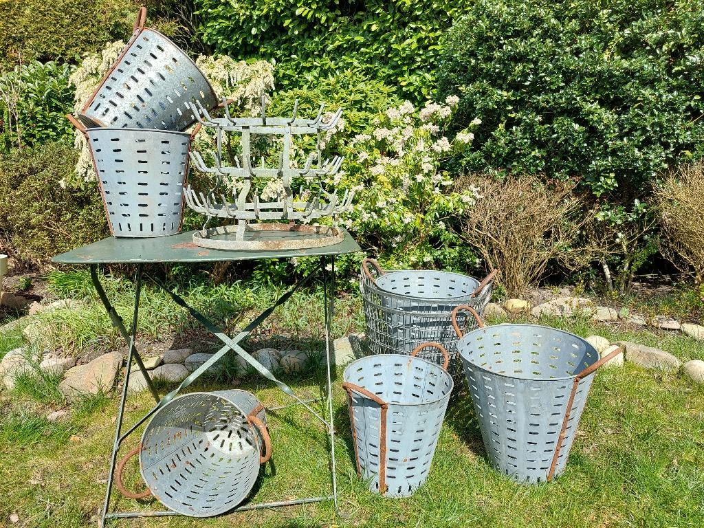 Olijfemmers / olijfmanden zink BLOSSOM BROCANTE, Antiek en Kunst, Curiosa en Brocante, Ophalen of Verzenden