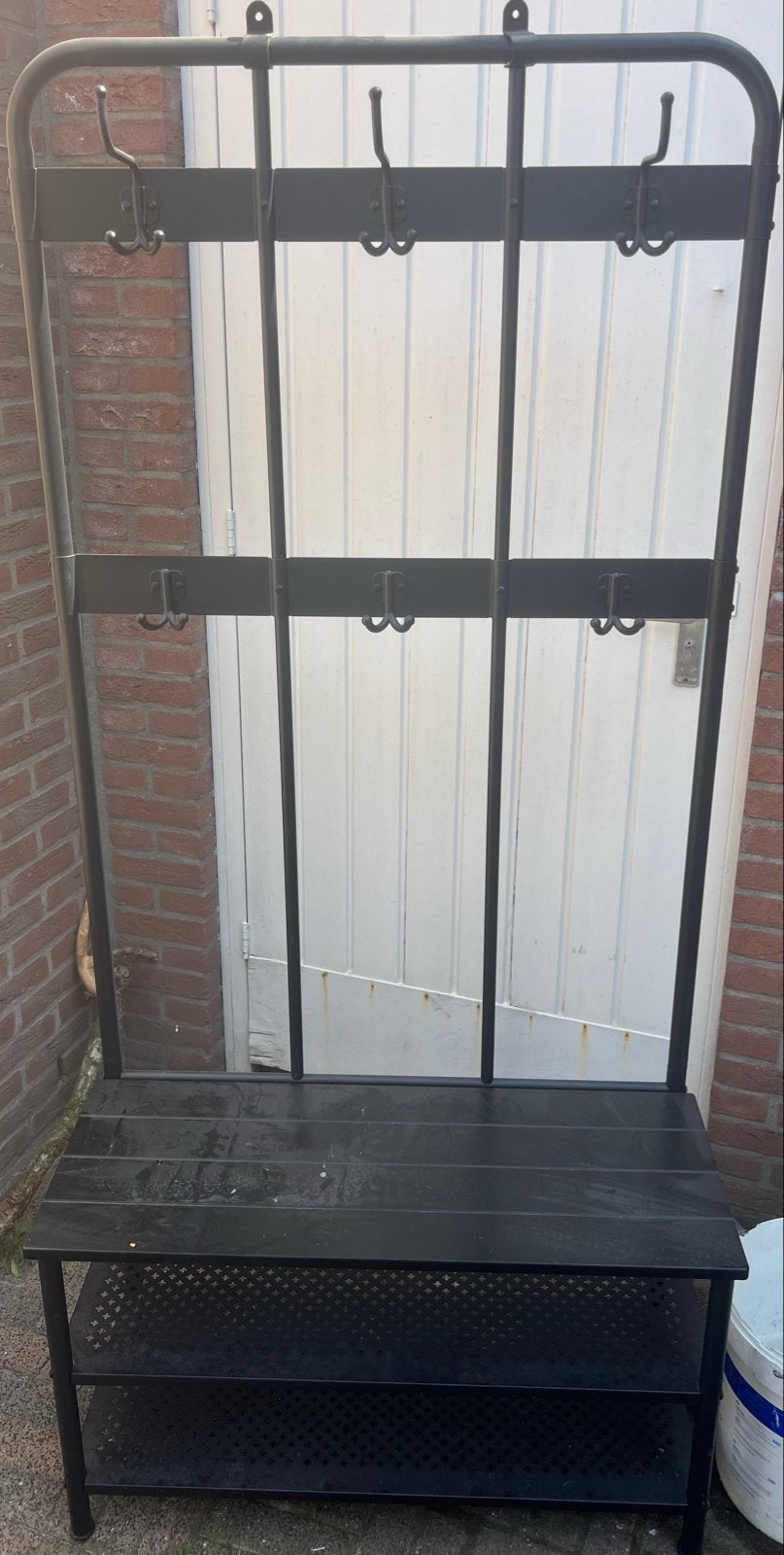 Metalen kapstok met schoenenrek - Zwart, Huis en Inrichting, Woonaccessoires | Kapstokken, Gebruikt, Ophalen of Verzenden, Metaal
