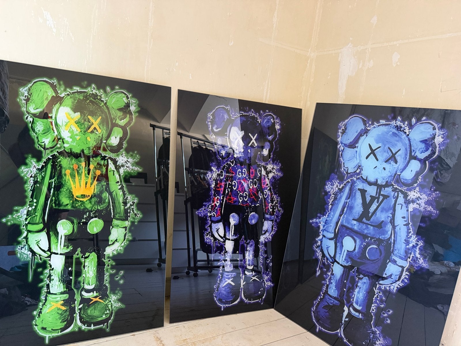 Set van 3 KAWS Companion Pop Art Schilderijen, Ophalen, Zo goed als nieuw, Overige onderwerpen