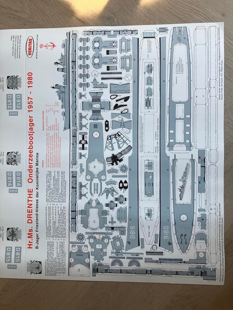 Veritas Modelbouwplaat Hr.Ms. Drenthe Onderzeebootjager, Ophalen of Verzenden, Nieuw, 1:200 of kleiner, Overige merken