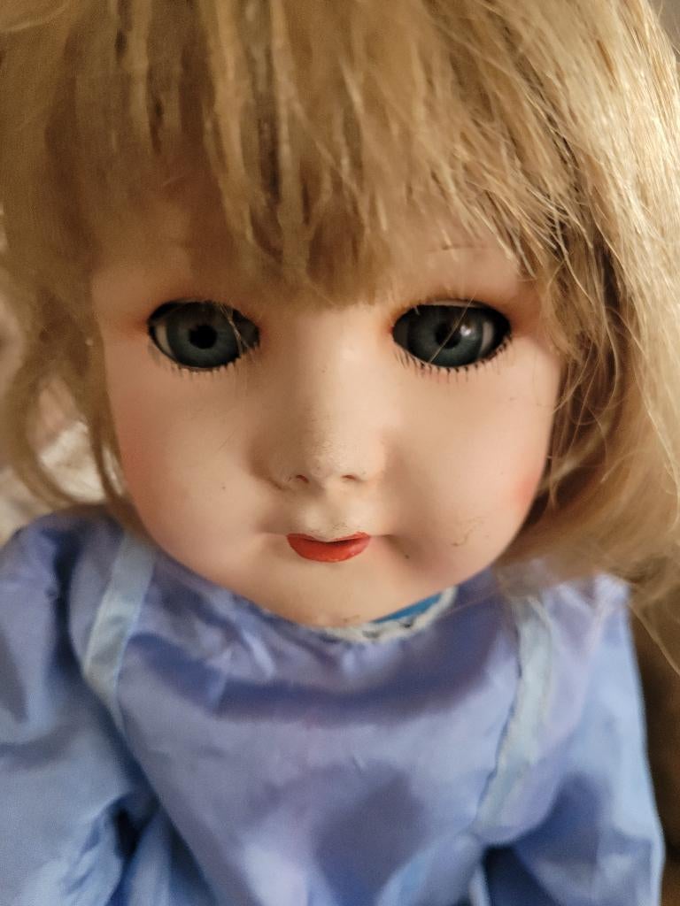 Antieke pop, gelede pop, Verzamelen, Poppen, Heikant 21 Kaatsheuvel, Gebruikt, Belle Vieille Brocante, Ophalen of Verzenden