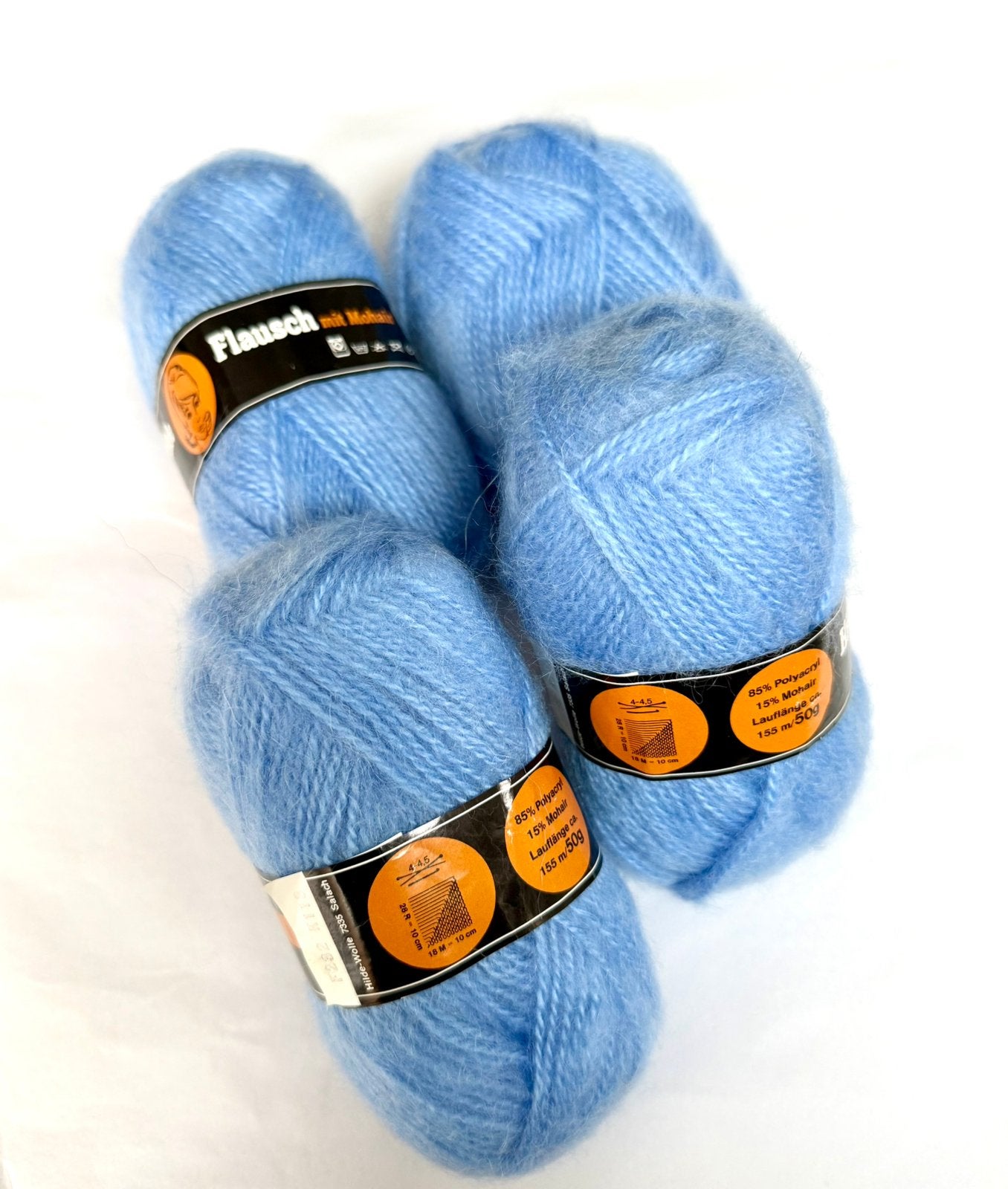 4 x Vintage Mohair mix lichtblauwe breigaren - 200 gram, Ophalen of Verzenden, Nieuw, Breien of Haken, Wol of Garen