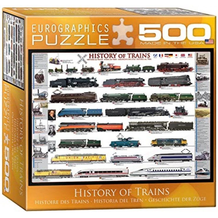 Eurographics - History of Trains - 500XL stukjes, Hobby en Vrije tijd, Denksport en Puzzels, Ophalen of Verzenden, 500 t/m 1500 stukjes