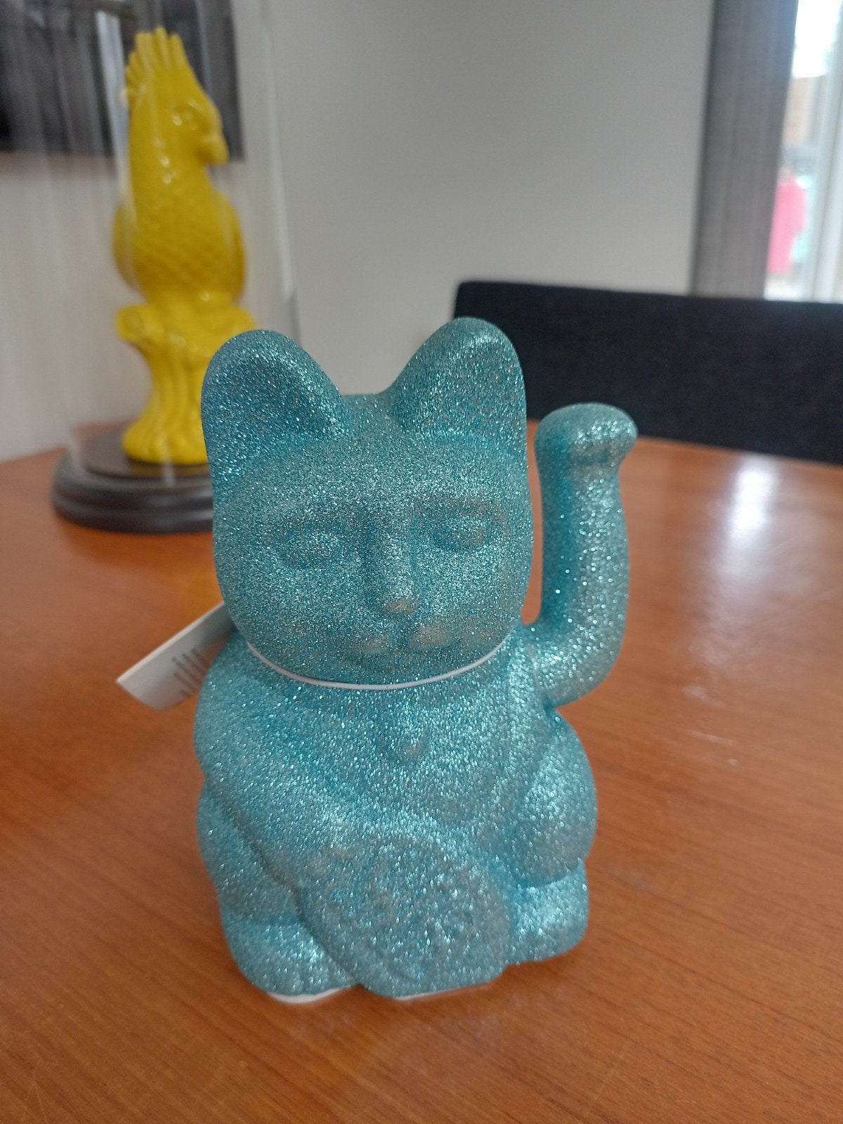 Nieuwe Chinese Gelukskat - Blauw Glitter - 15 cm, Ophalen, Nieuw, Blauw, Kunststof