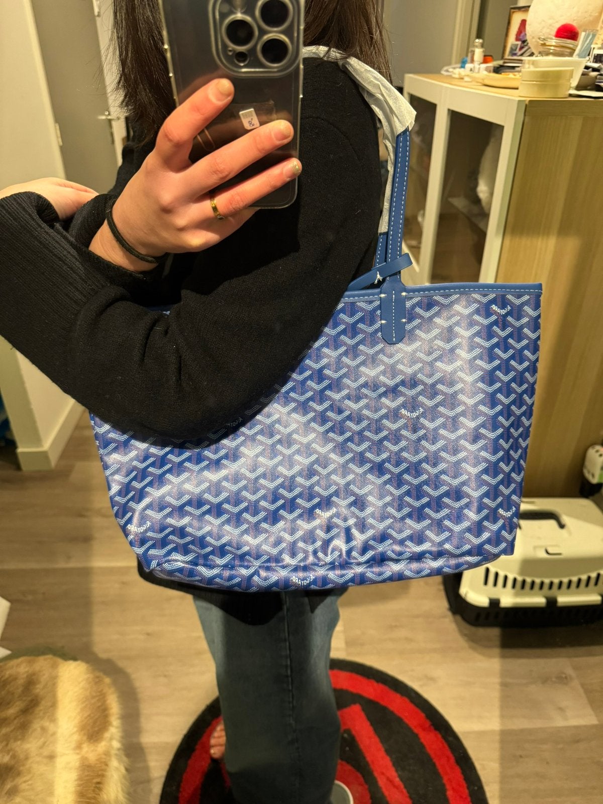 Goyard Bag Blue Medium Canvas Tote Bag, Ophalen of Verzenden, Nieuw, Blauw, Shopper