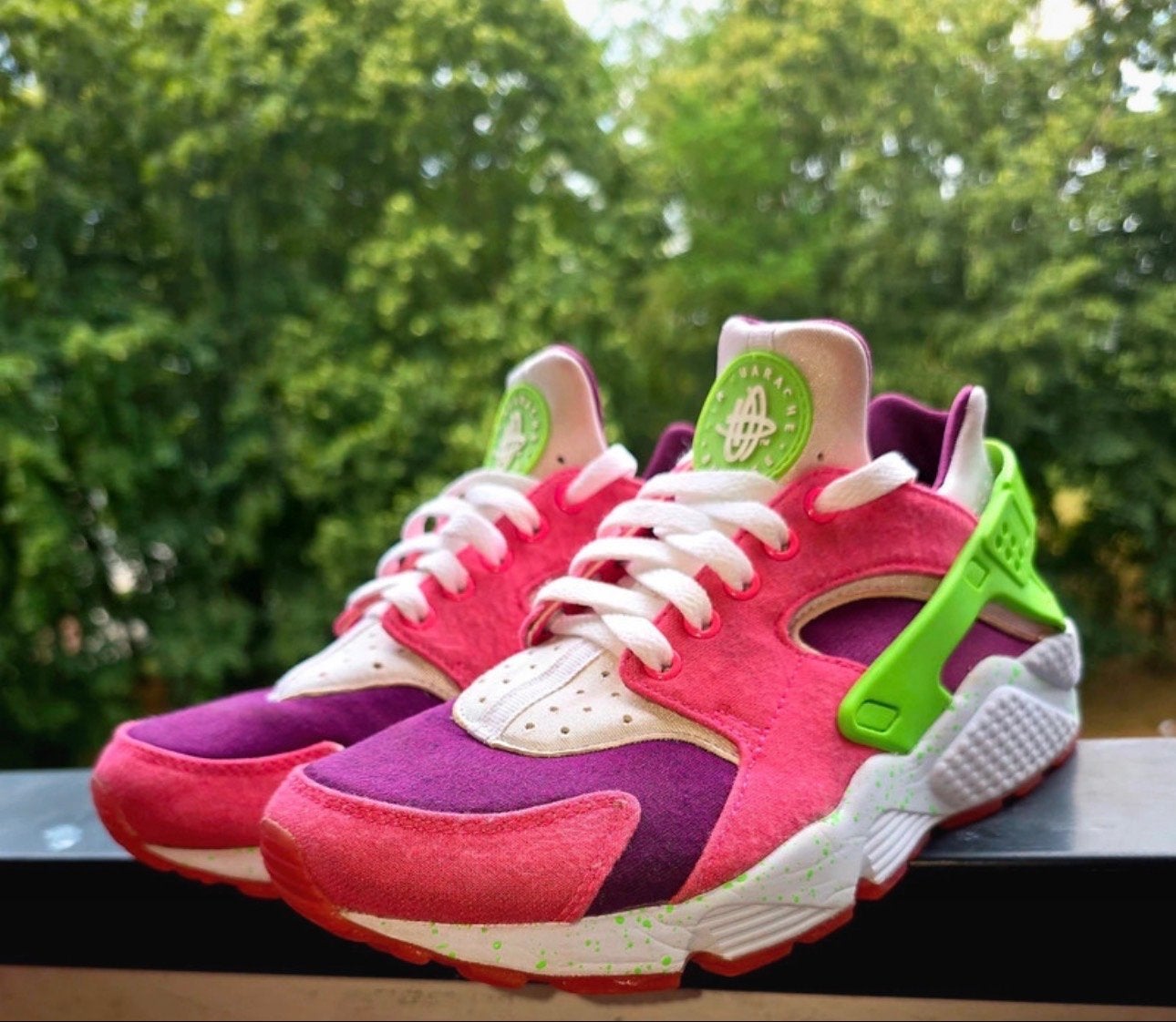 Nike Air Huarache Sneakers maat 38 Roze/Paars/Neon Groen, Kleding | Dames, Schoenen, Ophalen of Verzenden, Roze, Sneakers of Gympen
