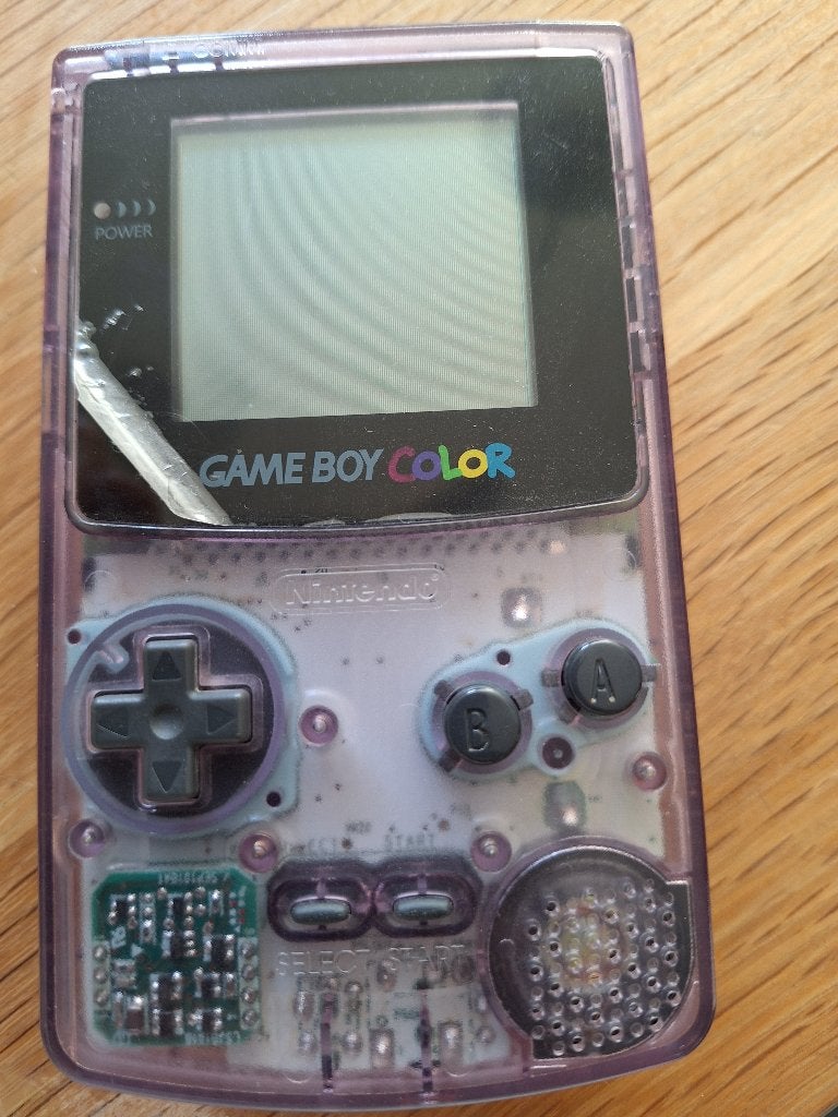 Gameboy color paars transparant, Ophalen of Verzenden, Gebruikt, Game Boy Color, Met games