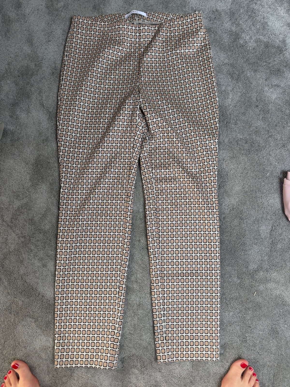 MAC broek met geometrische print maat sm, Maat 38/40 (M), Verzenden, Beige, Zo goed als nieuw