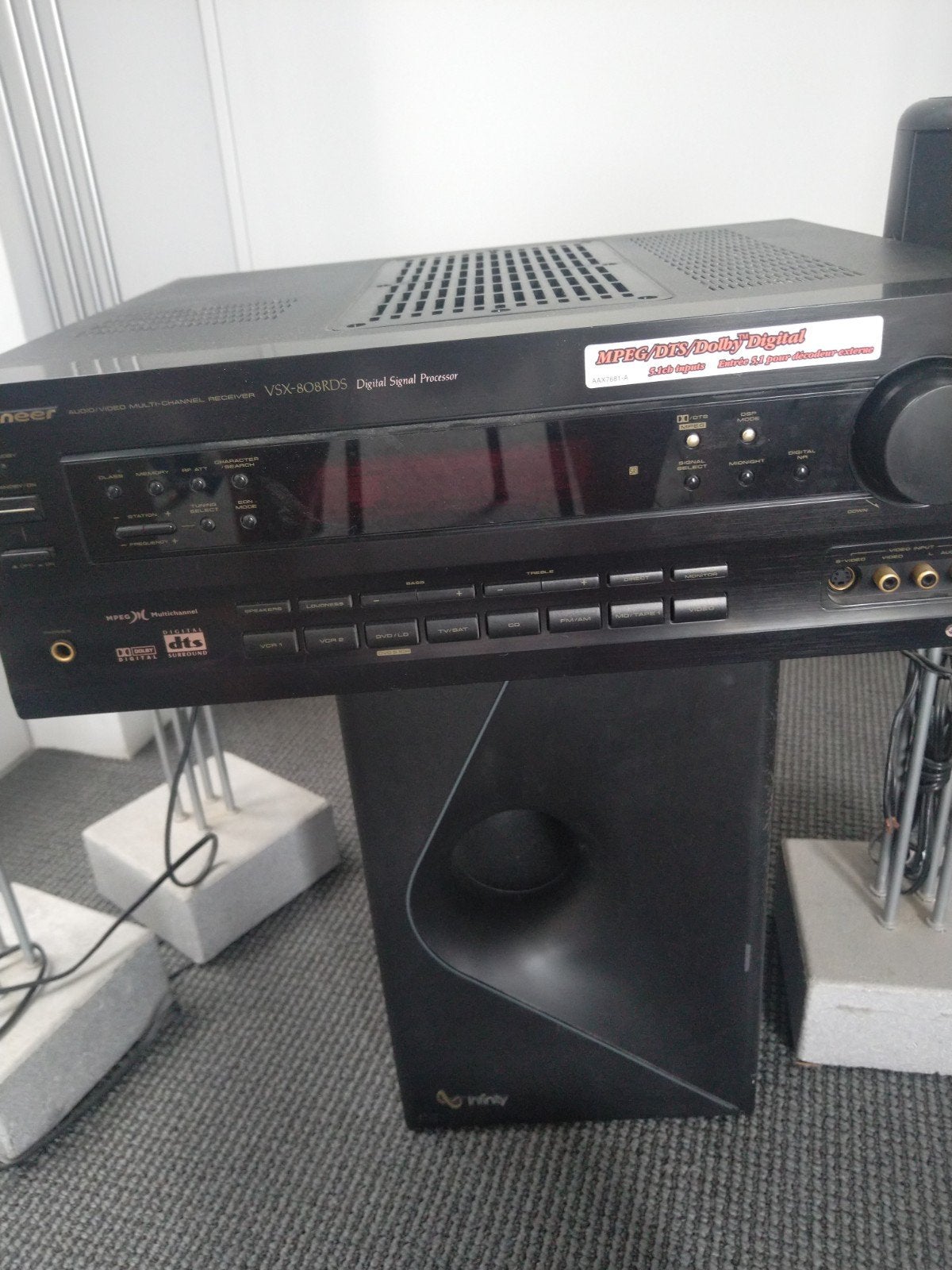 Pioneer VSX-808RDS Receiver met Infinity Speakerset 5.1, Ophalen, Gebruikt, 70 watt of meer, Pioneer