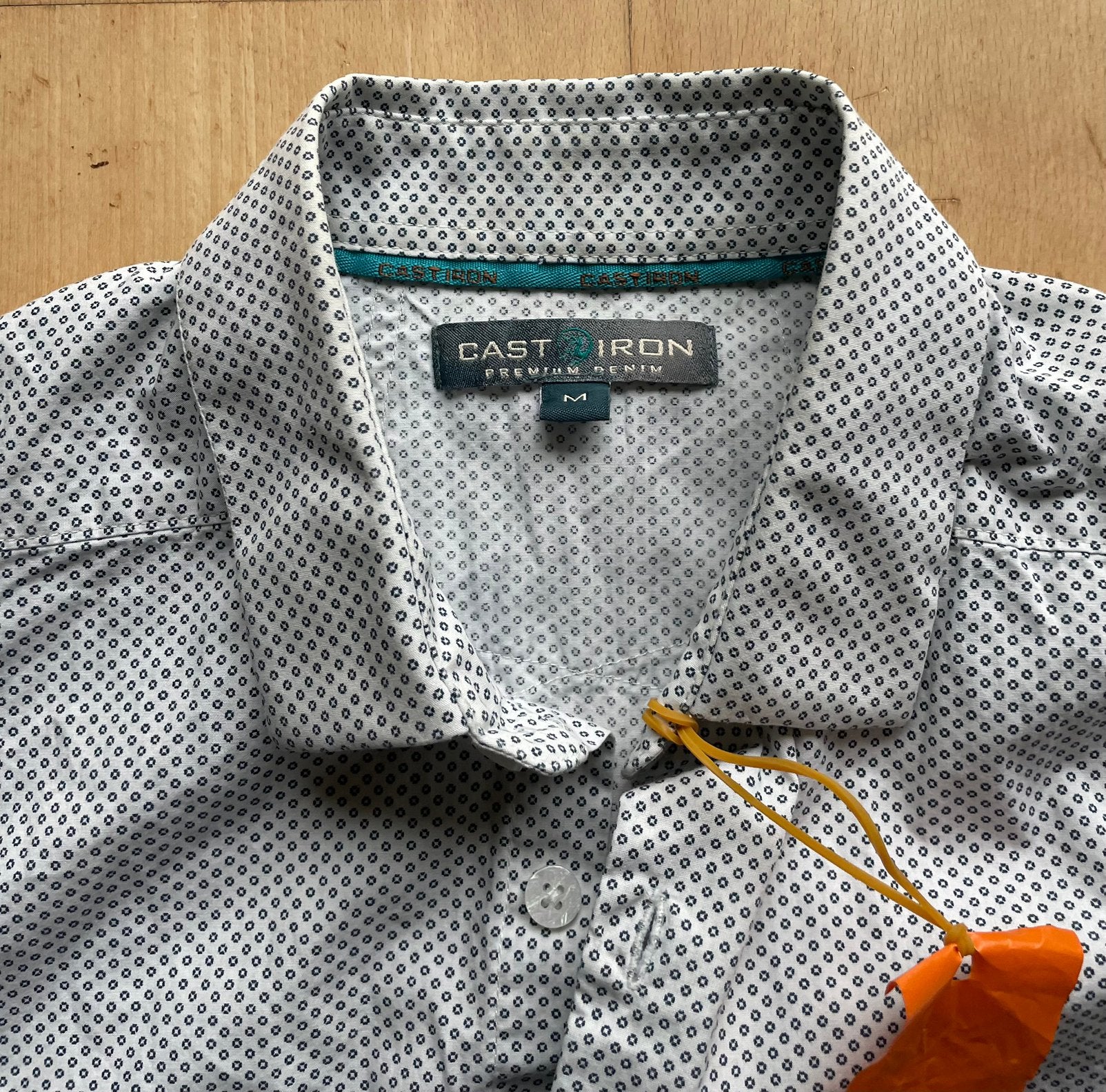 Cast Iron design slim fit shirt overhemd mooie details wit M, Ophalen of Verzenden, Zo goed als nieuw