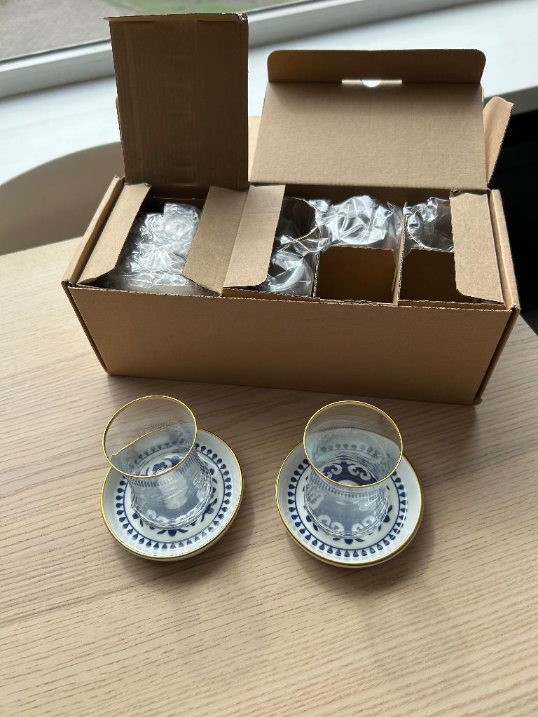 Turkse Theeglazen Set van 6 – Glas met Schoteltjes | NIEUW, Huis en Inrichting, Keuken | Servies, Glas of Glazen, Verzenden, Nieuw