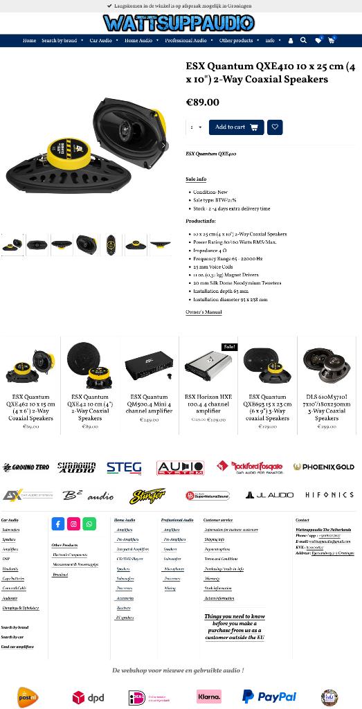 ESX Quantum QXE410 10 x 25 cm(4x10") 2-Way Coaxial Speakers, Audio Design, Nieuw, Am Breilingsweg 3, 76709 Kronau, Duitsland, Ophalen of Verzenden