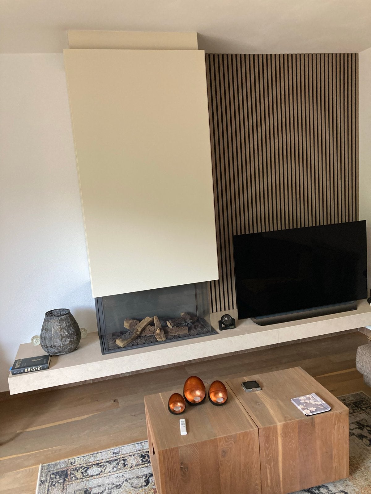 Moderne DRU gashaard met afstandsbediening (50x90x45cm), Huis en Inrichting, Ophalen, Gebruikt, Hangende haard, Gashaard