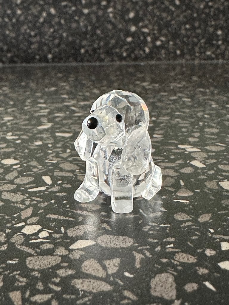 Glazen hondje. 2,8 cm hoog. Swarovski glas. Hond., Ophalen of Verzenden, Gebruikt, Figuurtje
