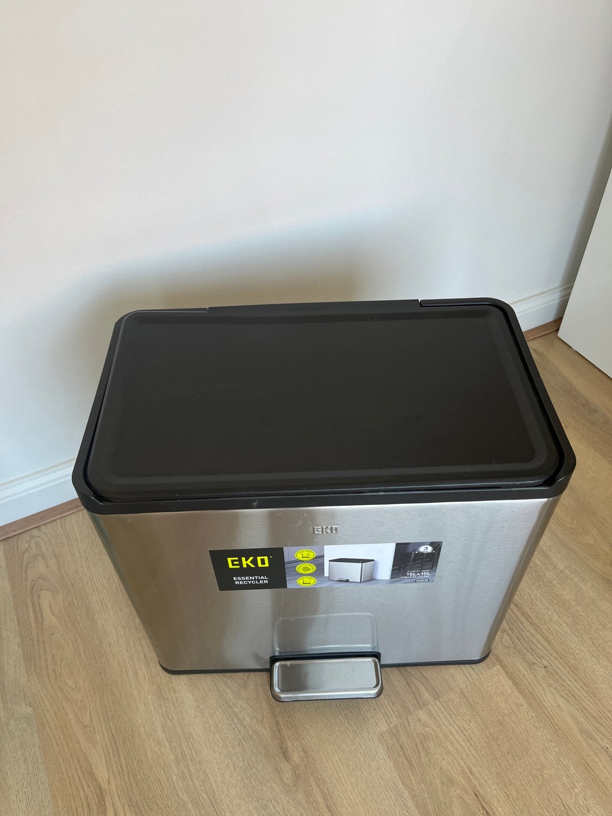 Pedaalemmer - RVS, 2 vakken, Huis en Inrichting, Woonaccessoires | Prullenbakken, Zo goed als nieuw, Rvs, 50 – 75, 40 liter of meer