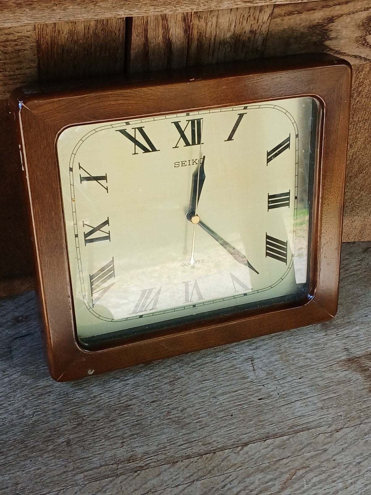 Vintage Seiko Quartz wandklok met Romeinse cijfers, Ophalen of Verzenden