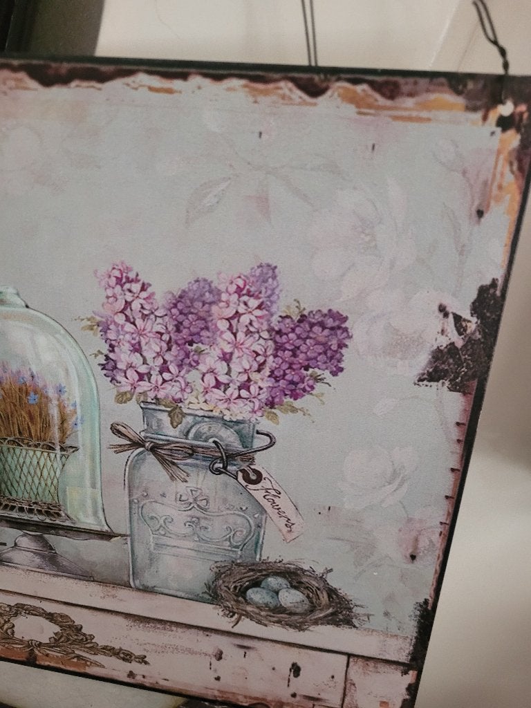Nieuw romantisch metalen wandbord, Wandhanger, 33 cm, Meerkleurig, Belle Vieille Brocante