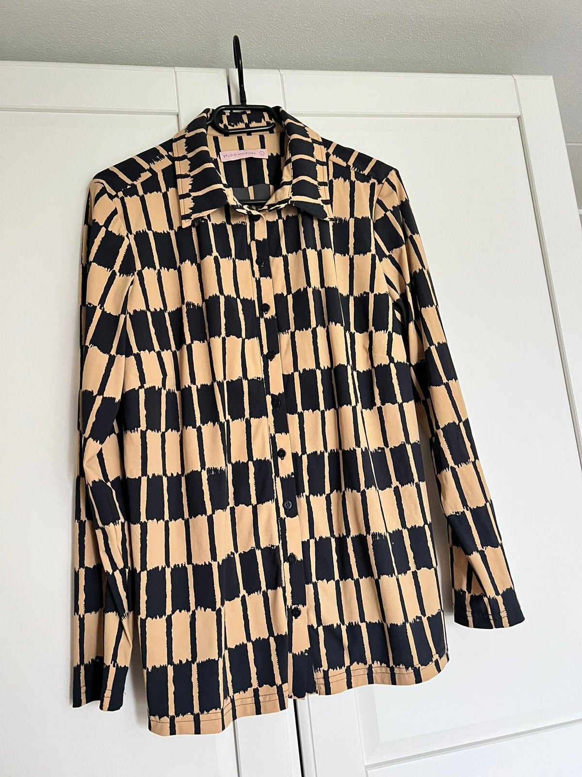 Studio anneloes poppy block blouse L sahara/antraciet, Maat 42/44 (L), Ophalen of Verzenden, Zo goed als nieuw, X