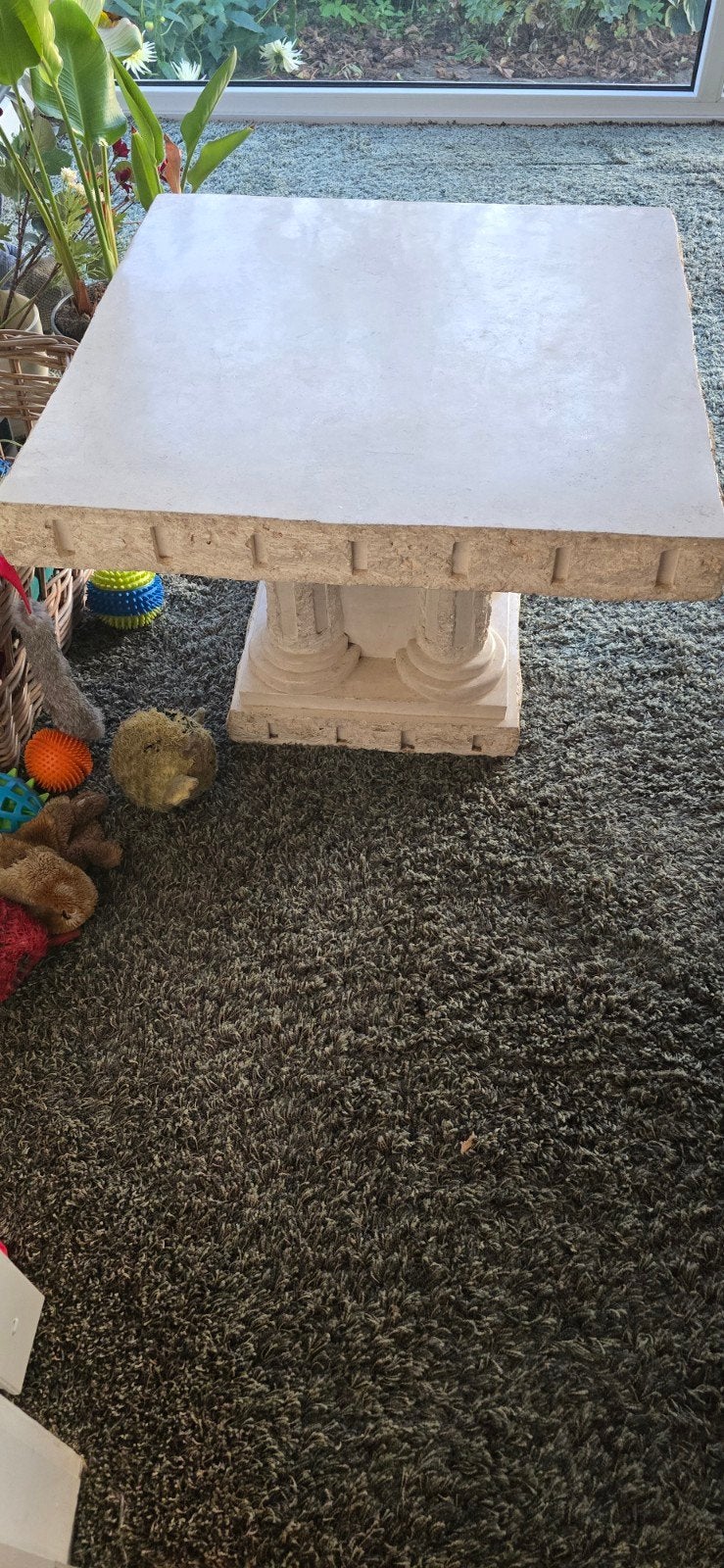 Stenen bijzettafel met klassieke zuilvoet, Ophalen, Minder dan 50 cm, Gebruikt, Klassiek