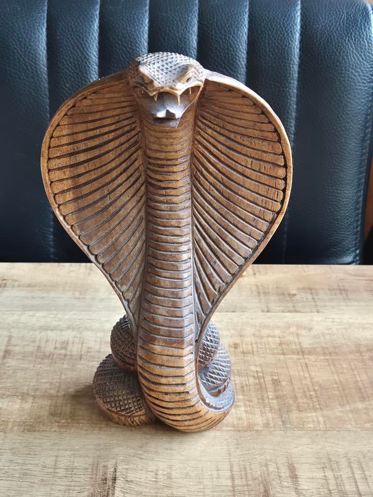 Houten Cobra Slang Beeld, Overige onderwerpen, Houtsnijwerk, Ophalen of Verzenden, 20 - 50 cm