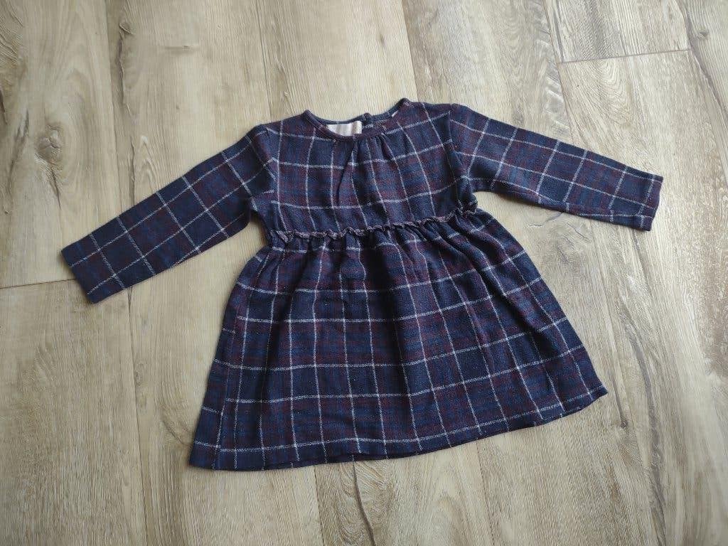 Prachtige blauw geruite warme jurk van Zara, 104. Katoen., Meisje, Onb, Ophalen of Verzenden, Zara