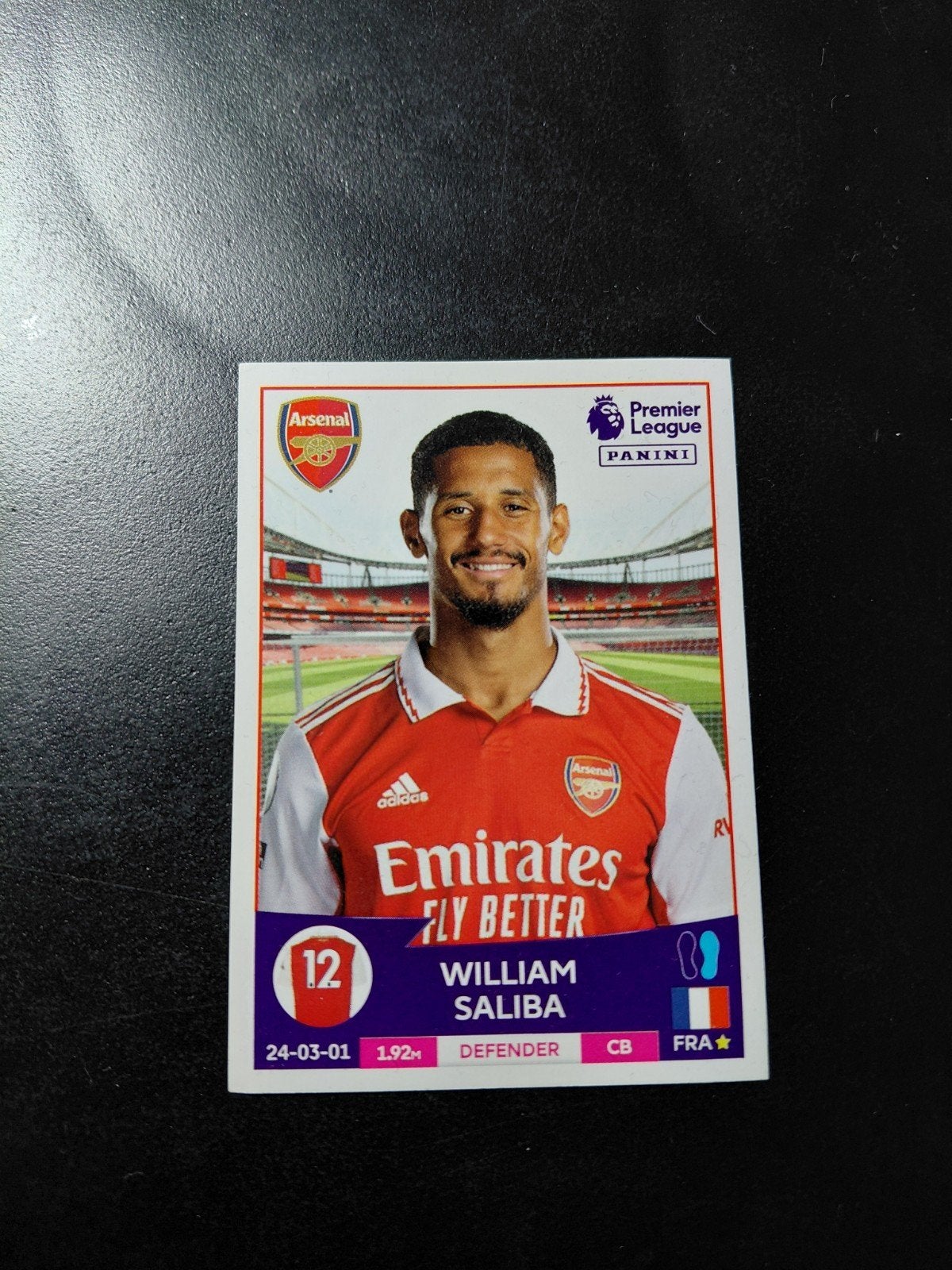 William saliba (arsenal) panini premier league, Ophalen of Verzenden, Nieuw, Buitenlandse clubs, Poster, Plaatje of Sticker
