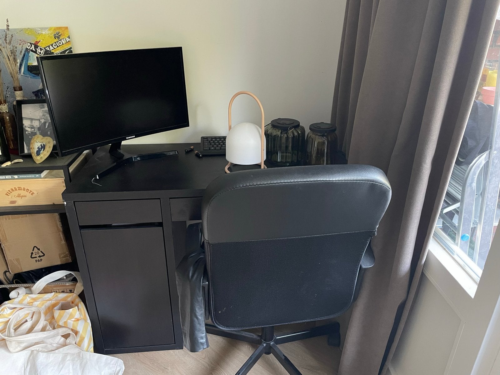 Zwart bureau met lade en opbergruimte GRATIS OPHALEN, Ophalen, Zwart, Gebruikt, Met lades