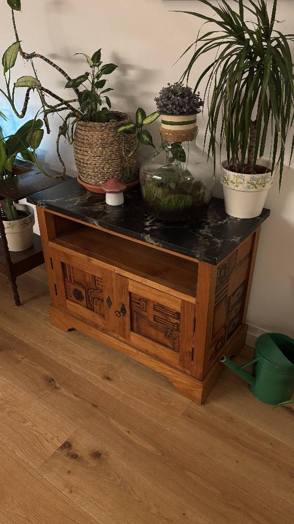 Kast met marmer en computer-beschildering, Ophalen, Gebruikt, 25 tot 50 cm, 50 tot 100 cm