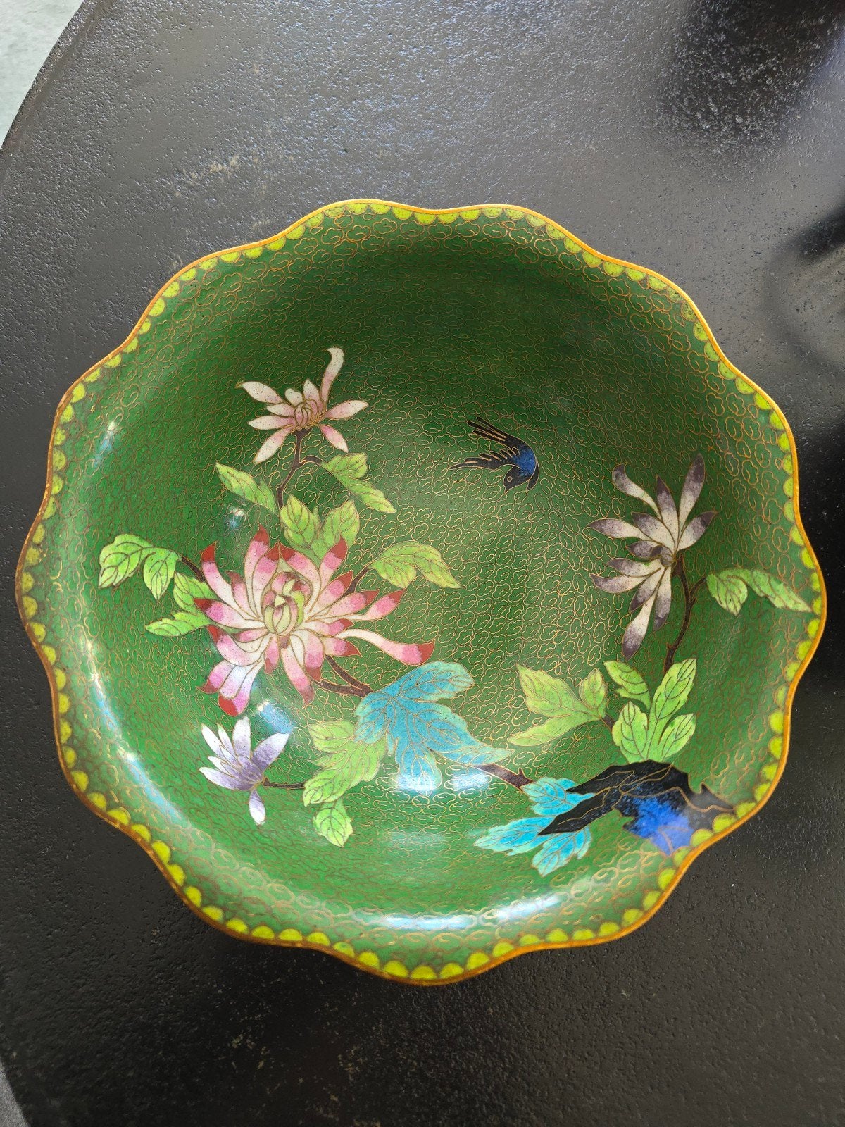 Vintage antieke Chinese Cloisonne Floral Bowl €125, Ophalen of Verzenden