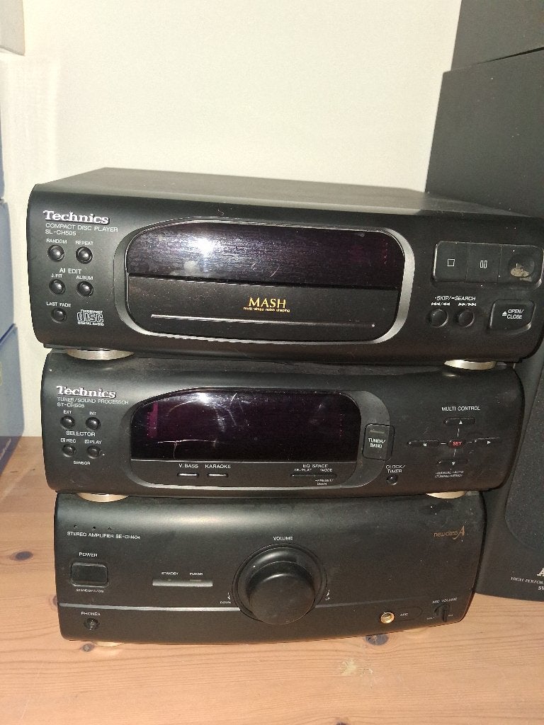 Technics Hifi Mini set met Akai boxen, Gebruikt, Cd-speler, Microset, Ophalen