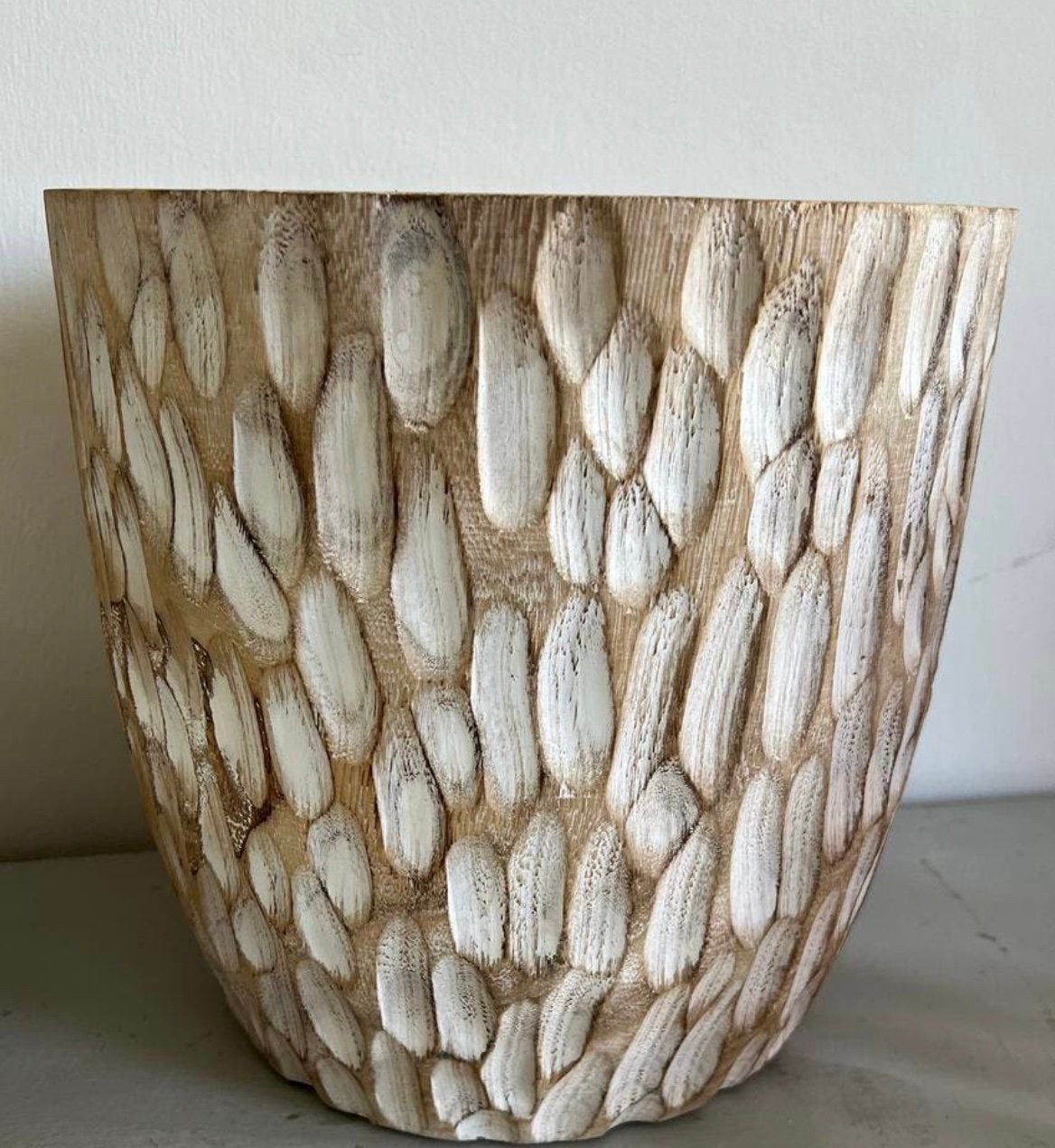 Houten pot / bloempot, Ophalen, Overige materialen, Rond, Zo goed als nieuw