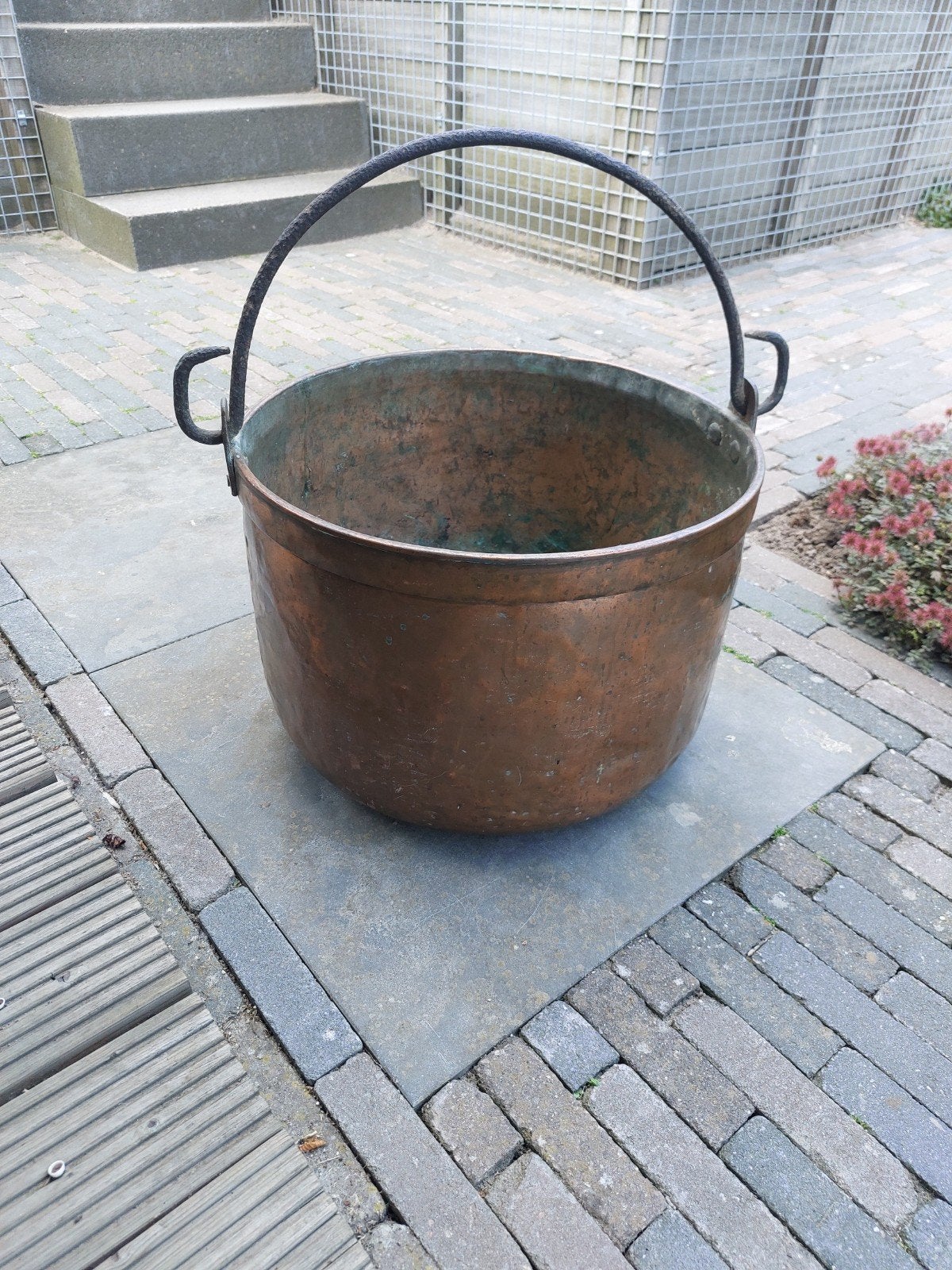 Antieke Koperen Ketel met Handvat - Decoratief, Ophalen