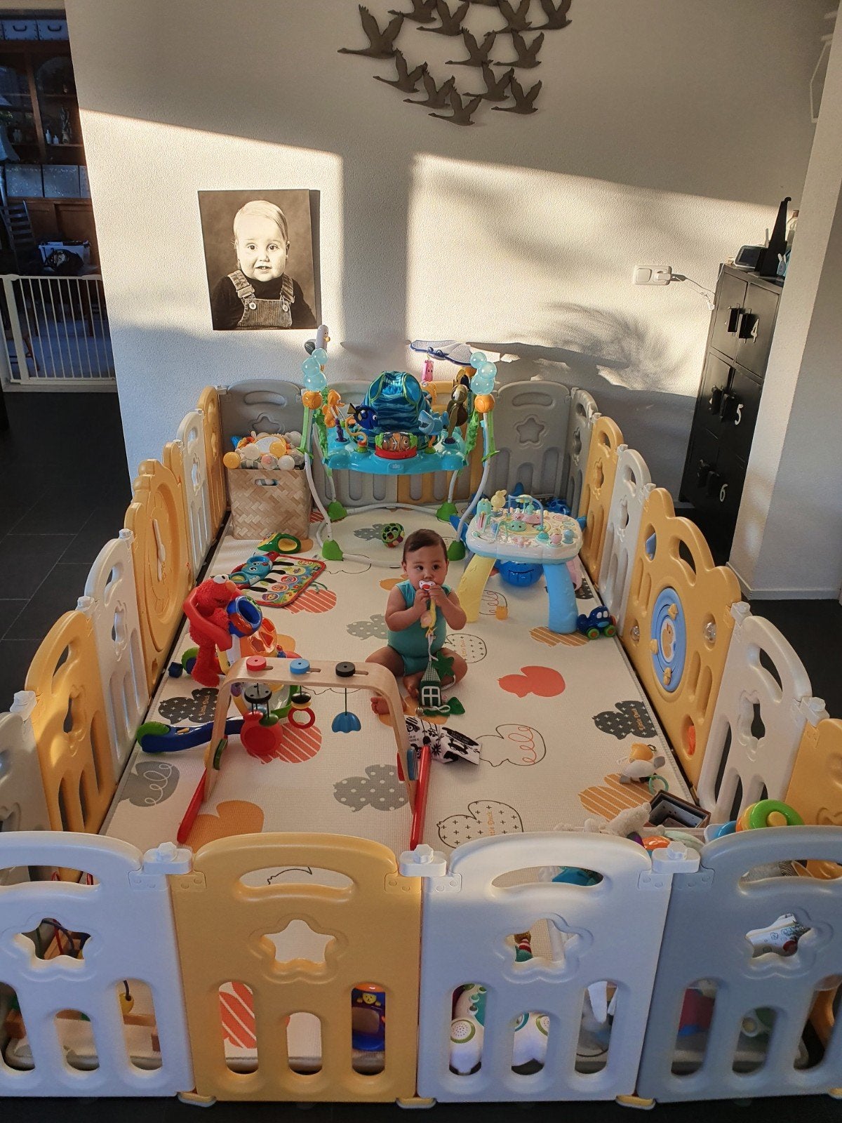 Groot baby speelparadijs met hek en dikke mat, Ophalen, Gebruikt, Speelkleed