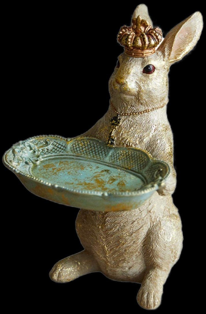 KONIJNENBEELD MET DIENBLAD EN GOUDEN KROON,NIEUW., Ophalen, Kunststof, Afgeronde hoeken, Nieuw