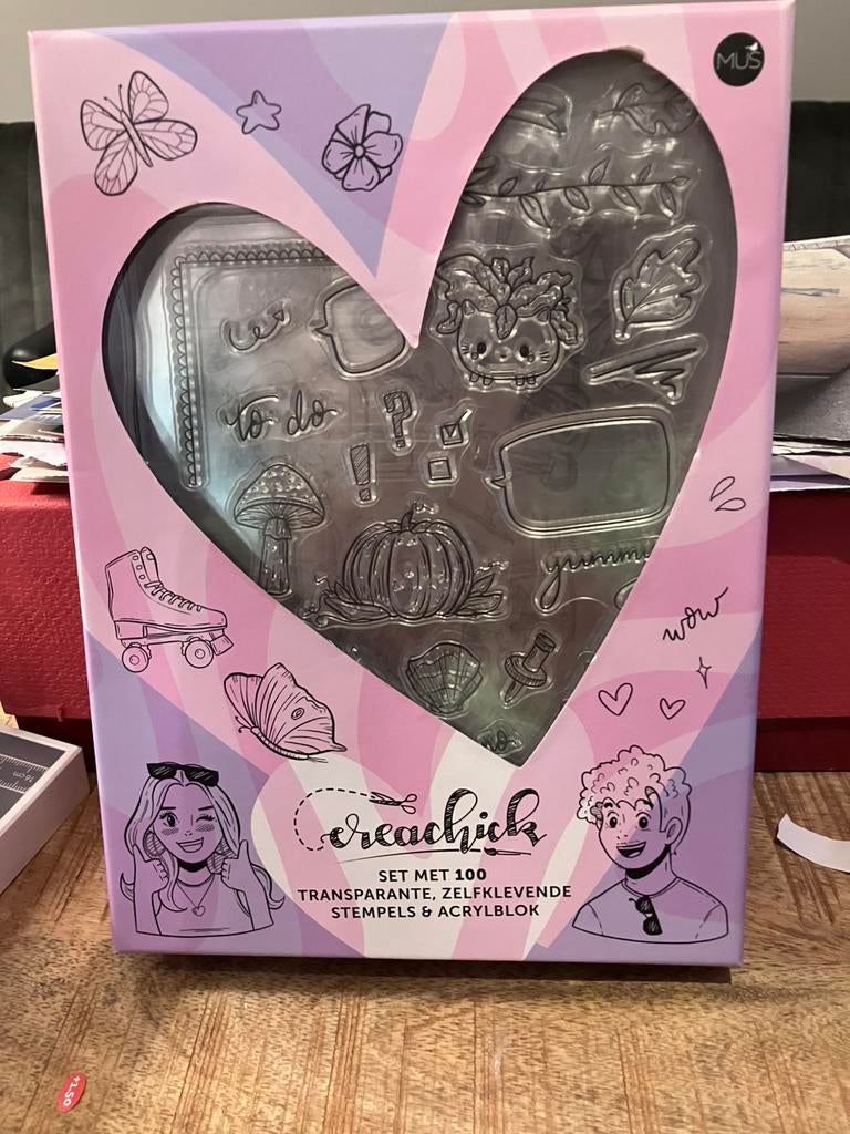Creachick set met 100 transparante stempels, Ophalen of Verzenden, Nieuw, Clearstamp